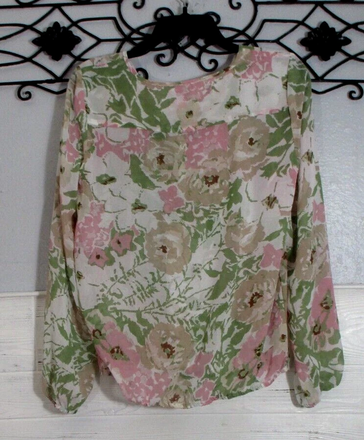 Top transparente Charlie encantador para mujer talla M manga larga multicolor floral Foto 2 de 4