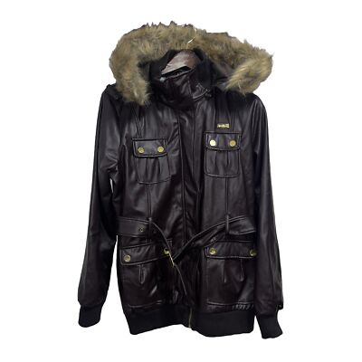 Women's Apple Bottom Jacket Y2K Faux Leather Fur Chocolate Women's Apple Bottom Jacket Y2K Faux Leather Fur Chocolate