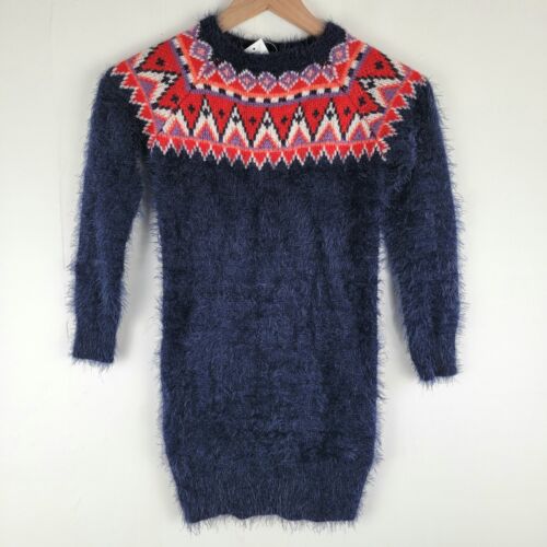 Gap Kids Winter Dress Fair Isle Sweater Tunic Navy Blue Girl Size S (6-7) NWT