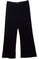 Chaps Lined Wide Leg Black Stretch Velour Pants Women's Size 14 Inseam 30 New 
