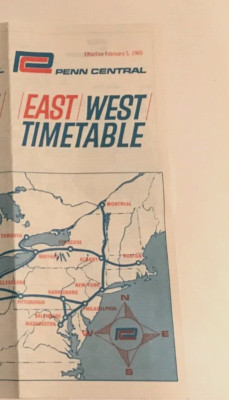 EAST / WEST RAILROAD TIME SCHEDULE:  FEB. 5, 1969 - 6 PAGE FOLD-OUT.  P