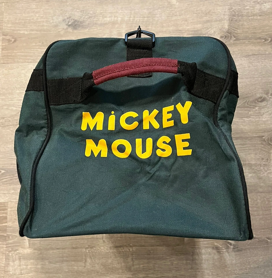Bolso con rodillo de lona verde vintage Walt Disney asa de Mickey Mouse Foto 3 de 4