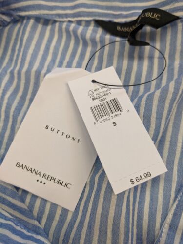 Banana Republic Striped Blouse Peplum Button Up Long Sleeve Cotton Small NWT $65 - Picture 8 of 11