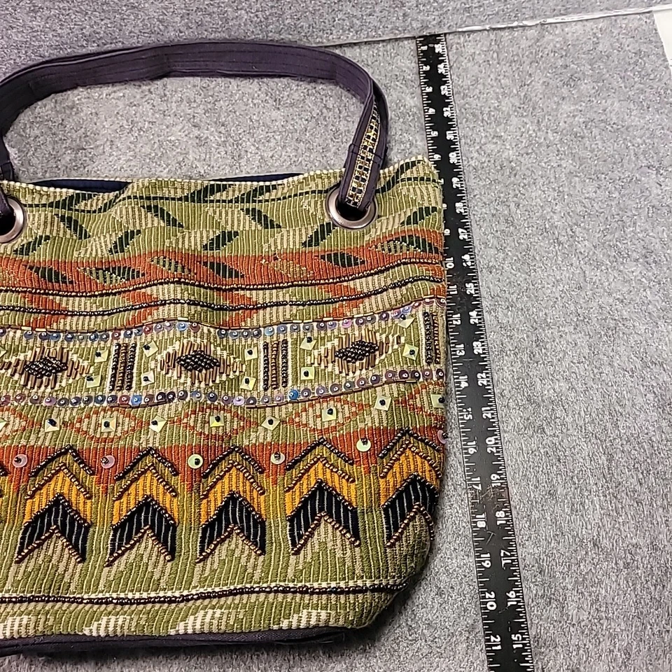 Bolso de hombro Scully para mujer con cuentas azul salvia y profundo Foto 3 de 4