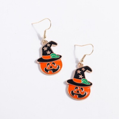 Halloween Kürbis Ohrringe baumeln Kürbis Gesicht Pechhut gruselig Kostüm Geschenk
