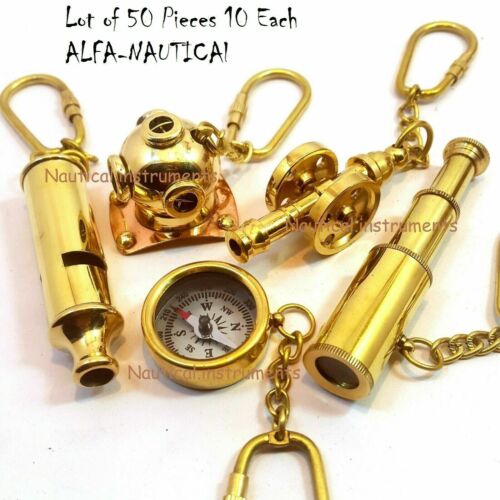 Nautical Telescope Compass Whistle Diving Helmet Cannon Key chain Set of 50 Unit - Picture 1 of 7