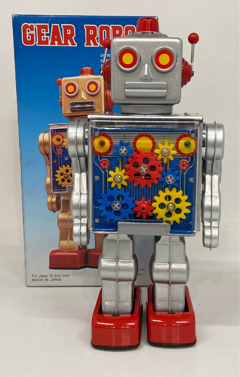 Metal House Robot Series GEAR ROBOT Tin Toy Silver Walking Metal House Robot Series GEAR ROBOT Tin Toy Silver Walking