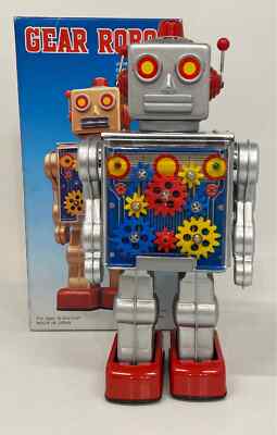 Metal House Robot Series GEAR ROBOT Tin Toy Silver Walking