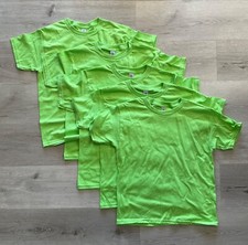Lot of 5 Gildan Youth Size S Heavy Cotton Lime Green Short Sleeve Tees T-Shirts