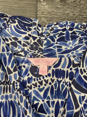 lilly pulitzer felizia silk dress Lilly Pulitzer Felizia Bright Navy A Jungle In Here Silk Jersey Dress XL  $258