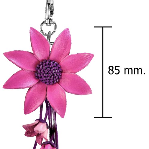 Lebendiger hängelnder Garten Fuchsia rosa Sonnenblume Leder Ornament Schlüsselanhänger - Bild 4 von 5