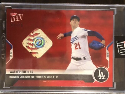 2021 Topps Now #964A Walker Buehler Los Angeles Dodgers BALL RELIC 07/10