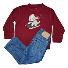 4 Regular Levi's 514 Straight Leg Jeans, Gymboree Red Lobg Sleeve Thermal Shirt 