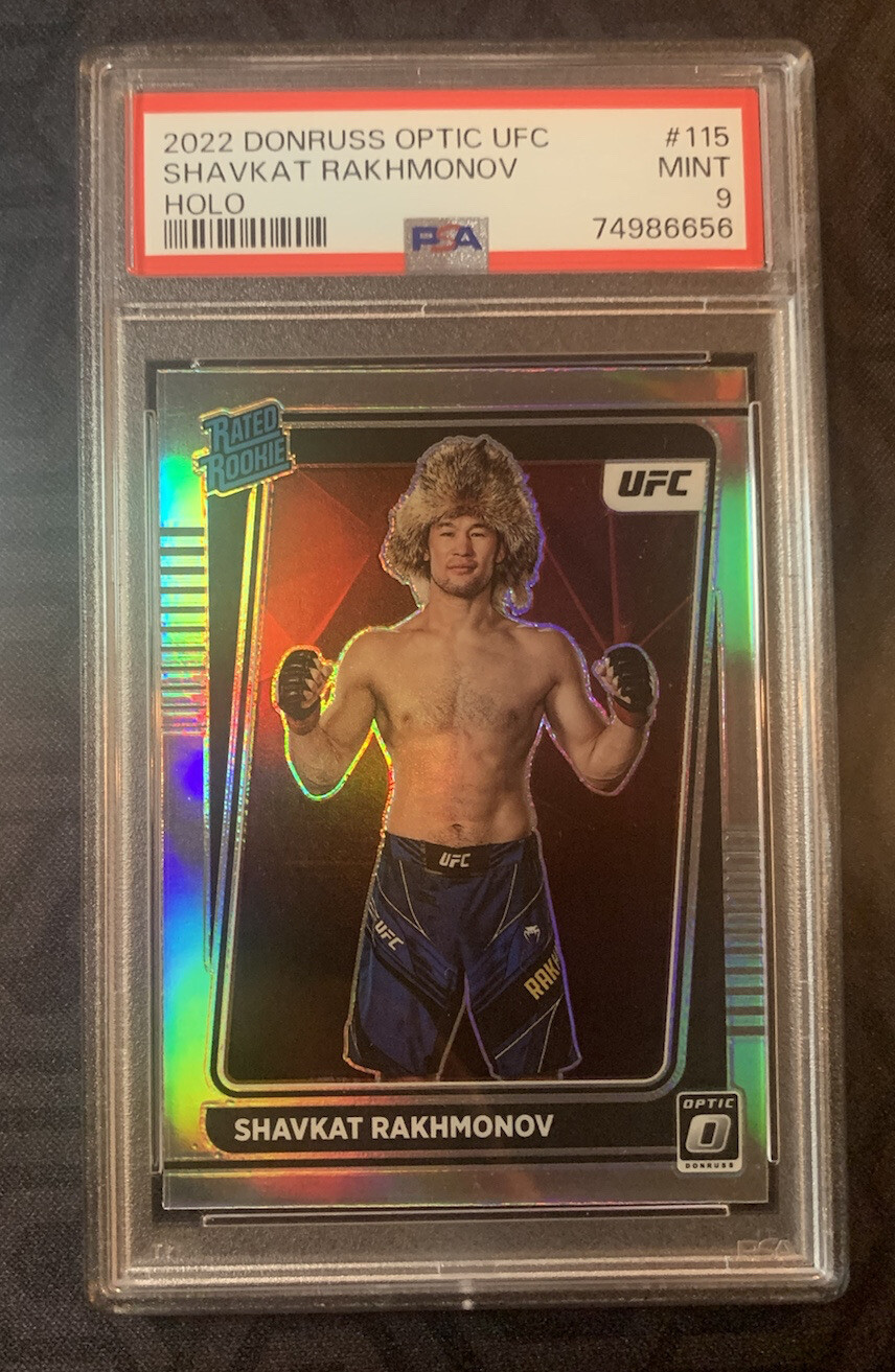 2022 Donruss Optic UFC Shavkat Rakhmonov Holo Prizm Rated Rookie #115 PSA 9