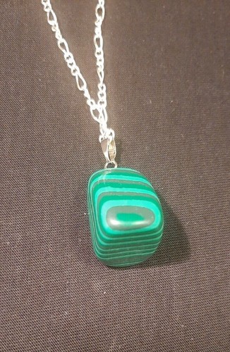 Malachite Necklace Genuine Gemstone ,silver 925, the essence of joy of mind