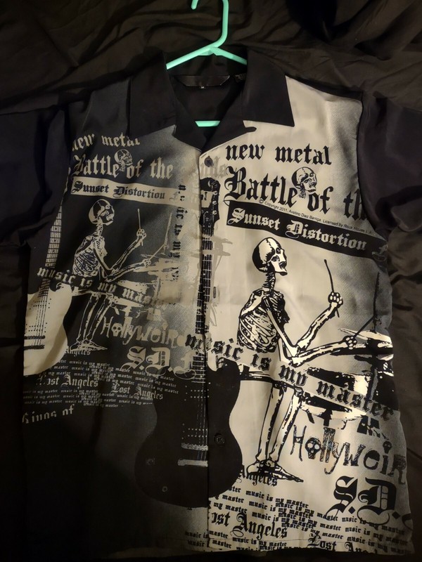 Rockhouse Music Heavy Metal Skeleton Hollywood Camp Button Down Shirt Medium...