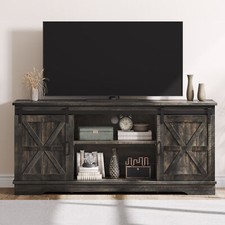 Farmhouse TV Stand for 65 Inch TV Console Table Cabinet with Sliding Barn Door