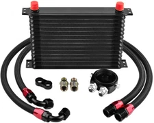 Universal Engine Transmission Oil Cooler + 15 Rows AN10 Filter Adapter Hose Kit