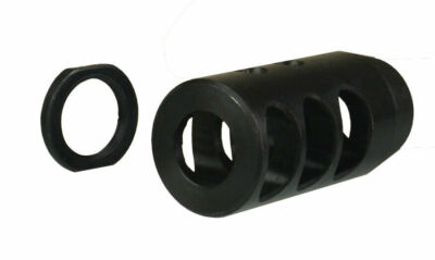 18x1 TPI Thread Steel Compact Competition Muzzle Brake With 18x1 Thread Jam Nut