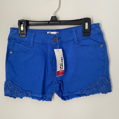 Epic Threads Girls  Mini Blue Denim Lace Detail Shorts 10