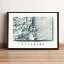 Colorado Map, Colorado 2D Relief Map, Colorado Vintage Map - 2D Flat Print