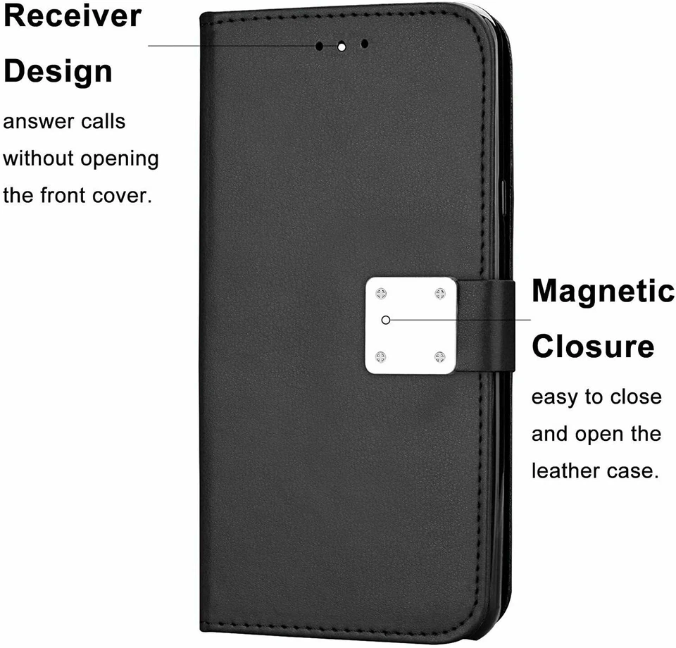 LG Stylo Stylus 4 Plus Hybrid Leather Double Flap Wallet Case Credit Card Stand - Image 2 of 4