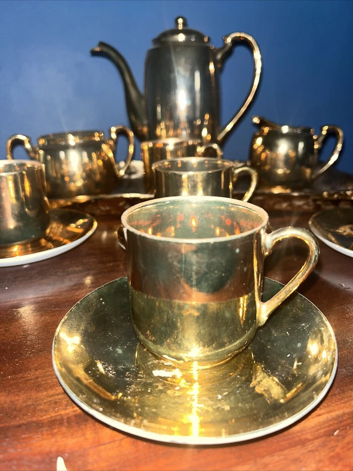 Tazas y platillos Noritake M Demitasse ~ Pintura a mano dorada ~ Morimura JAPÓN 12 piezas Foto 2 de 4