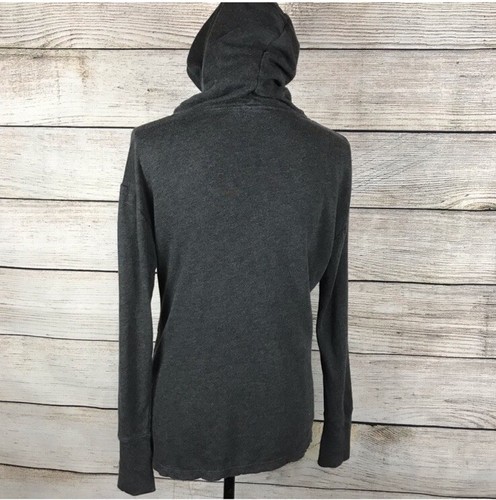 Athleta Long Sleeve Hooded Top With Thumb Holes V-Neck Gray Size Small - Picture 6 of 8