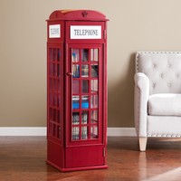 Harper Blvd Red Phone Booth Media Storage Cabinet Harper Blvd Red Phone Booth Media Storage Cabinet