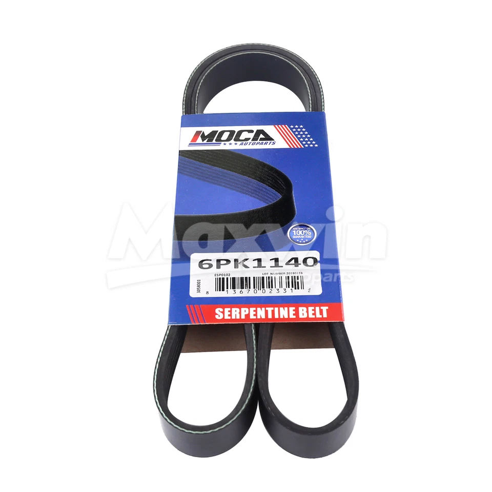 2x Cinturón Serpentine 4PK894F 6PK1140 apto para Ford Edge Explorer Lincoln MKZ Mazda CX-9 Foto 3 de 4