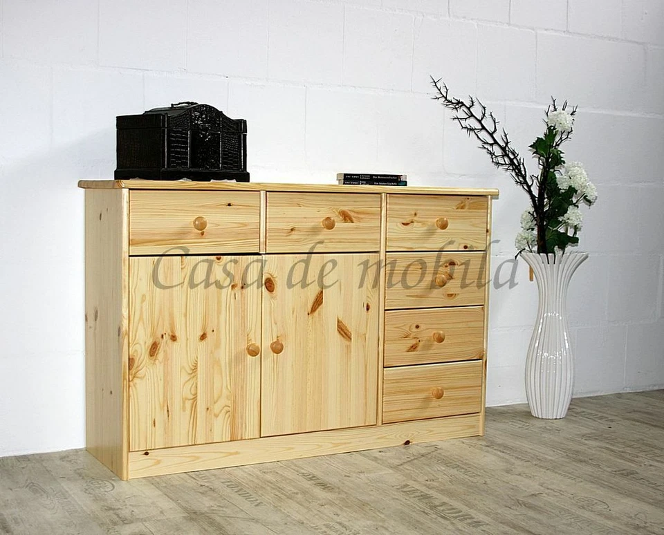 Kommode mit schubladen Kiefer massiv natur lackiert Anrichte Sideboard schrank - Bild 3 von 4