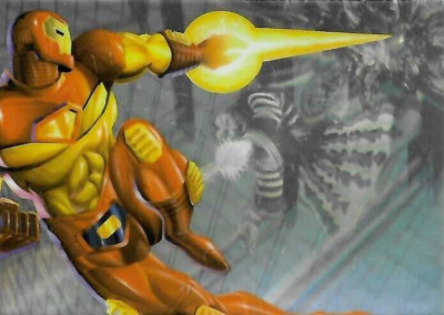 TCS 363  Flair 1995 Marvel Annual Holo Blast Card Iron Man vs. Mandarin 5 of 12