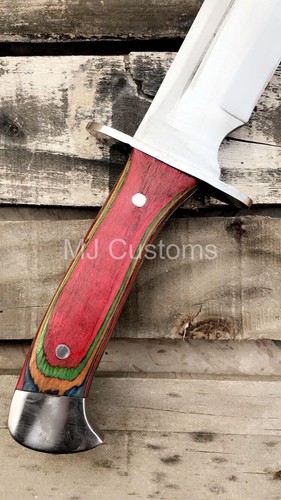 MJ CUSTOM HANDGEFERTIGT D2 STAHL VOLL TANG JAGDSPALTER FESTES BOWIE MESSER MIT Hülle - Bild 4 von 6
