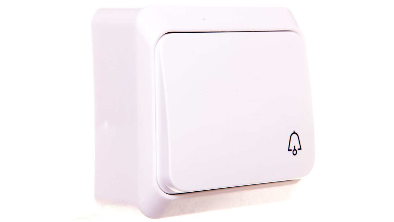 Prima Push button bell mechanism with full housing white IP20 push button /T2UK