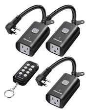 DEWENWILS Outdoor Remote Control Outlet, 1 Remote Control+3 Outlets, FCC Listed