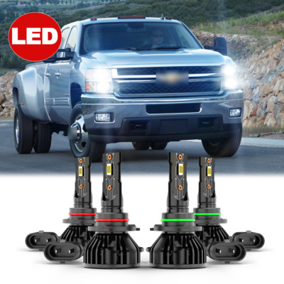 Fit Chevy Silverado 1500 99-2006 LED Headlight 9005 9006 Hi-Low Beam 4x White