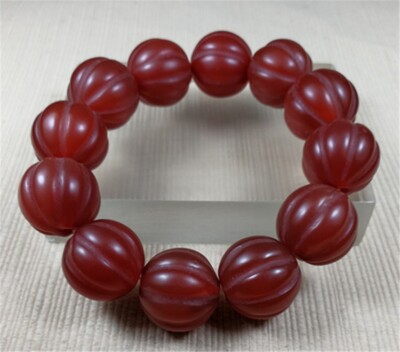 20MM Rare 100% Natural Red Ancient Agate Jadeite Jade Beads Bracelet
