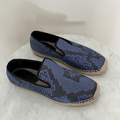 Celine Sandals Women's US10 EUR40 Espadrille Blue Snakeskin Leather Italy