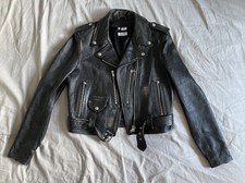 Re/done Cropped Leather Moto/biker Jacket - Size Large (fitted)