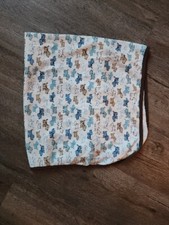 LITTLE ME Puppy Dog Baby Blanket White Blue Brown Dogs Trim Stretch Cotton Boys