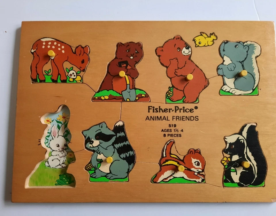 Lote de 2 PUZZLE BANDEJA MADERA VINTAGE Plaza Sésamo, Fisher Price animales 519 Foto 3 de 4