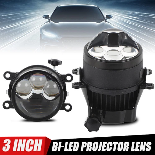 2x 3.0inch Bi-LED Fog Lights Triple Projector Lens Hi-Lo 110W 50000LM Retrofit