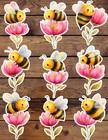 Bee On Pink Flower Die Cut Vinyl Stickers Set Scrapbooking Laptop Water Bottle