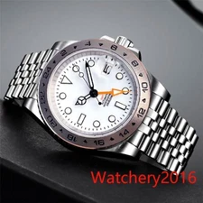 Tandorio 39mm White Dial GMT 24H Mens Watch Sapphire Glass Luminous Japan NH34A