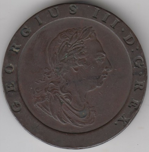 Coin 1797 England Cartwheel 2d also used as proclamation coin in Australia, EF - Picture 2 of 2