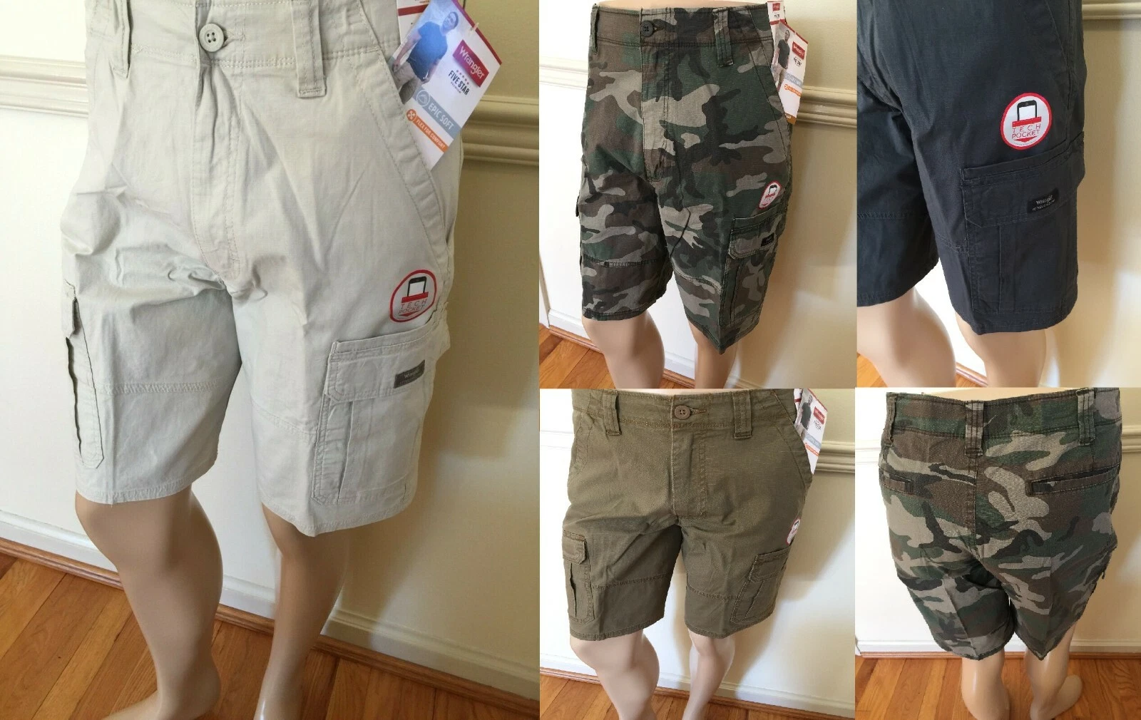 NWT Wrangler Men's Cargo Shorts Ripstop Rip-Stop Tech Phone Pocket Relaxed Flex
Opens in a new windo