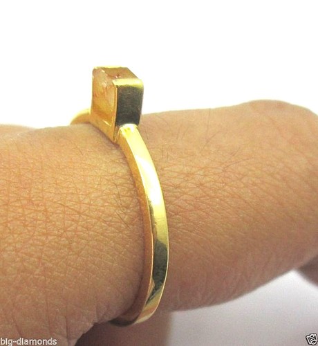 HERMOSO ANILLO CUBO DIAMANTE PULIDO COLOR MARRÓN REAL NATURAL ORO AMARILLO 14K - Imagen 4 de 10