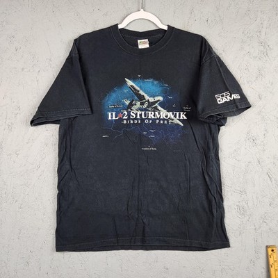 Vintage IL 2 Sturmovik Birds of Prey Shirt Mens XL Black 505 Games WWII Flight