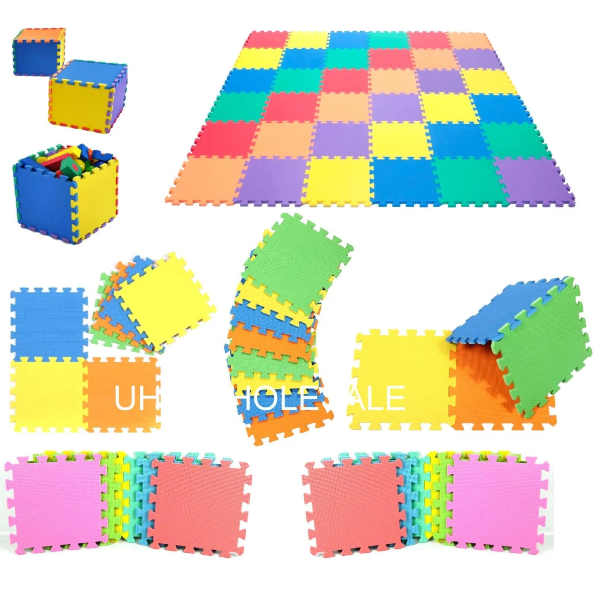 Floor Mat Multicolor EVA Foam 30x30 Interlocking Tiles 3-Pack Soft Play Kids Gym