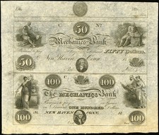 CT $50-$100 NEW HAVEN Connecticut The Mechanics Bank  1820s-50s Haxby G80 G84